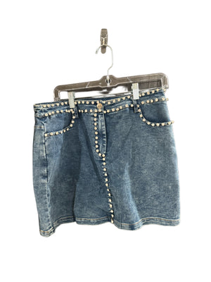 Open image in slideshow, Denim Rhinestone Skirt
