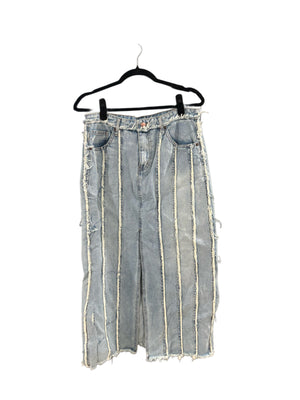 Open image in slideshow, Denim Maxi Distressed Seam Skirt
